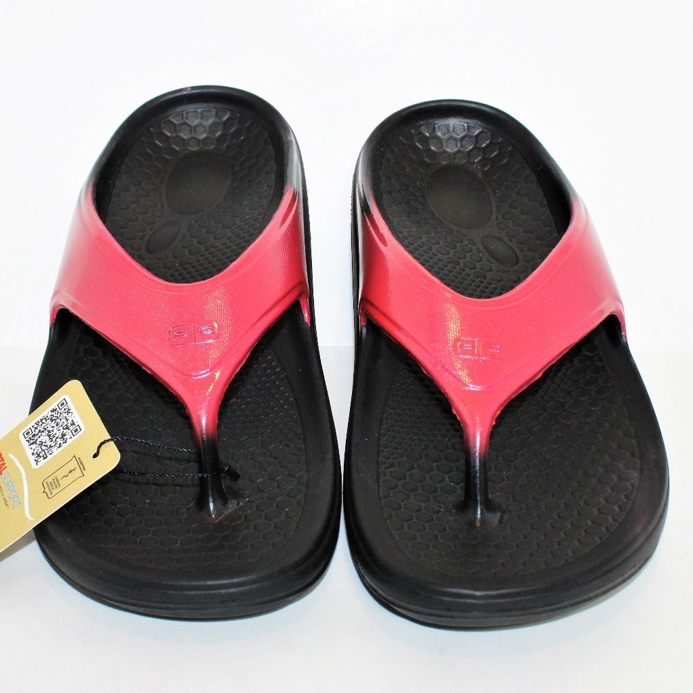 Spenco FUSION 2 Red Fade Orthotic Thong Arch Heel Support Sandal Men's 11 NWT!